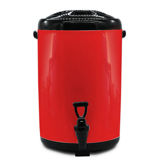 SOGA 2X 10L Stainless Steel Insulated Milk Tea Barrel Hot and Cold Beverage Dispenser Container with Faucet Red