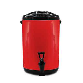 SOGA 10L Stainless Steel Insulated Milk Tea Barrel Hot and Cold Beverage Dispenser Container with Faucet Red