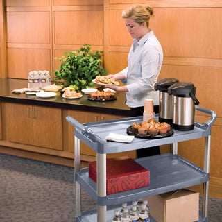 SOGA 2X 3 Tier Food Trolley Portable Kitchen Cart Multifunctional Big Utility Service with wheels 830x420x950mm Gray