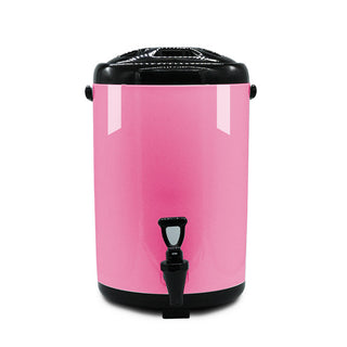 SOGA 8X 10L Stainless Steel Insulated Milk Tea Barrel Hot and Cold Beverage Dispenser Container with Faucet Pink