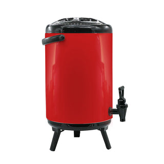 SOGA 4X 12L Stainless Steel Insulated Milk Tea Barrel Hot and Cold Beverage Dispenser Container with Faucet Red