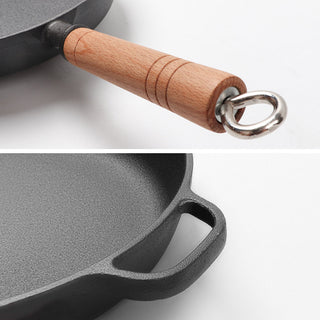 SOGA 25cm Round Cast Iron Frying Pan Skillet Steak Sizzle Platter with Helper Handle