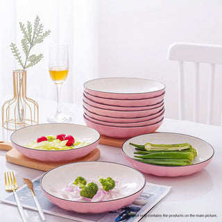 SOGA Pink Japanese Style Ceramic Dinnerware Crockery Soup Bowl Plate Server Kitchen Home Decor Set of 5