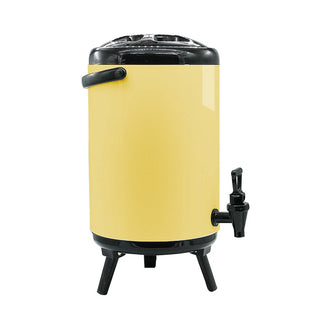 SOGA 4X 10L Stainless Steel Insulated Milk Tea Barrel Hot and Cold Beverage Dispenser Container with Faucet Yellow