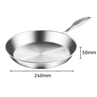 SOGA Stainless Steel Fry Pan 24cm Frying Pan Top Grade Induction Cooking FryPan