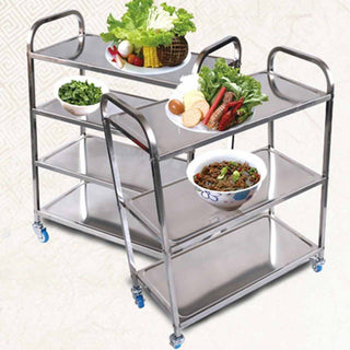 SOGA 4 Tier Stainless Steel Kitchen Dinning Food Cart Trolley Utility Size Square Large