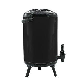 SOGA 8X 8L Stainless Steel Insulated Milk Tea Barrel Hot and Cold Beverage Dispenser Container with Faucet Black