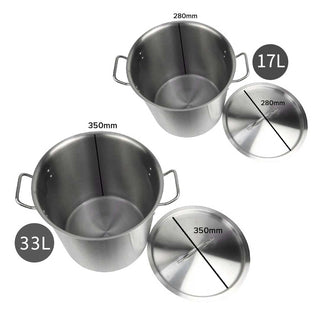 SOGA Stock Pot 17L 33L Top Grade Thick Stainless Steel Stockpot 18/10