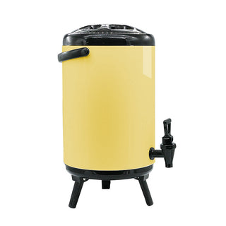 SOGA 8X 10L Stainless Steel Insulated Milk Tea Barrel Hot and Cold Beverage Dispenser Container with Faucet Yellow