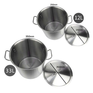 SOGA Stock Pot 12L 33L Top Grade Thick Stainless Steel Stockpot 18/10