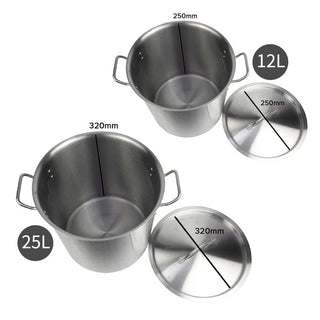 SOGA Stock Pot 12L 25L Top Grade Thick Stainless Steel Stockpot 18/10