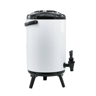 SOGA 8L Stainless Steel Insulated Milk Tea Barrel Hot and Cold Beverage Dispenser Container with Faucet White