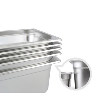 SOGA 6X Gastronorm GN Pan Full Size 1/3 GN Pan 10cm Deep Stainless Steel Tray with Lid