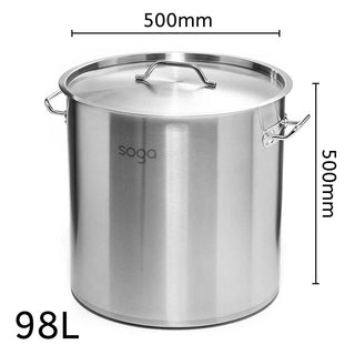 SOGA Stock Pot 98L Top Grade Thick Stainless Steel Stockpot 18/10