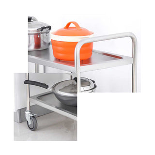 SOGA 2X 4 Tier 48x32x79cm Stainless Steel Kitchen Dinning Food Cart Trolley Utility Round