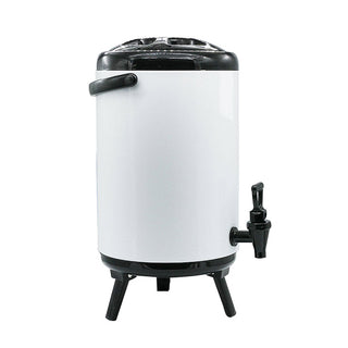 SOGA 2X 16L Stainless Steel Insulated Milk Tea Barrel Hot and Cold Beverage Dispenser Container with Faucet White