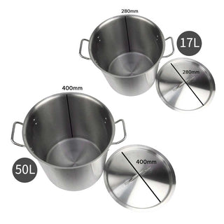 SOGA Stock Pot 17L 50L Top Grade Thick Stainless Steel Stockpot 18/10