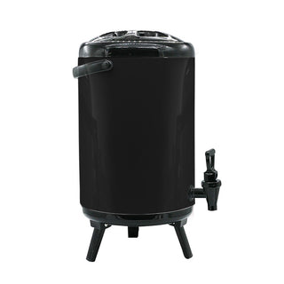 SOGA 8X 12L Stainless Steel Insulated Milk Tea Barrel Hot and Cold Beverage Dispenser Container with Faucet Black