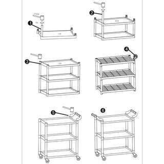 SOGA 2x 3 Tier Food Trolley Food Waste Cart Food Utility Mechanic Kitchen Small