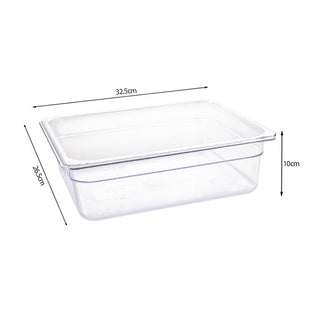 SOGA 100mm Clear Gastronorm GN Pan 1/2 Food Tray Storage with Lid