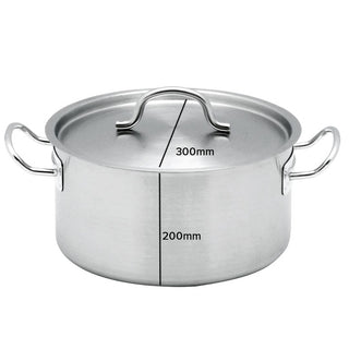 SOGA Stock Pot 14L Top Grade Thick Stainless Steel Stockpot 18/10