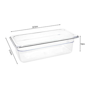 SOGA 100mm Clear Gastronorm GN Pan 1/3 Food Tray Storage Bundle of 2