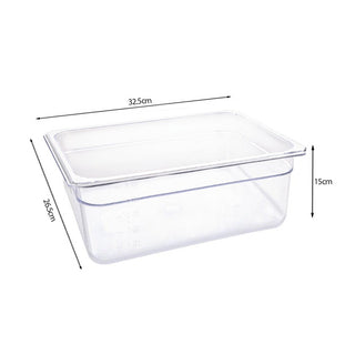 SOGA 150mm Clear Gastronorm GN Pan 1/2 Food Tray Storage Bundle of 2 with Lid