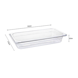 SOGA 65mm Clear Gastronorm GN Pan 1/3 Food Tray Storage Bundle of 2