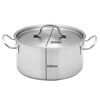 SOGA Stock Pot 23L Top Grade Thick Stainless Steel Stockpot 18/10