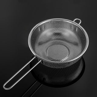 SOGA Stainless Steel Perforated Colander Fine Mesh Net Food Strainer Basket with Handle Skimmer Sieve Set