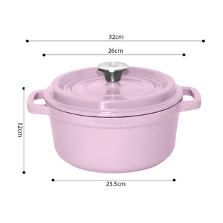 SOGA 2X 26cm Pink Cast Iron Ceramic Stewpot Casserole Stew Cooking Pot With Lid