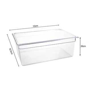 SOGA 200mm Clear Gastronorm GN Pan 1/1 Food Tray Storage Bundle of 4 with Lid