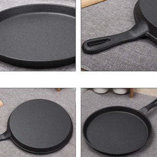 SOGA 26cm Round Cast Iron Frying Pan Skillet Griddle Sizzle Platter