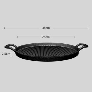 SOGA 2X 28cm Ribbed Cast Iron Frying Pan Skillet Coating Steak Sizzle Platter