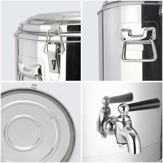 SOGA 2X 22L Stainless Steel Insulated Stock Pot Dispenser Hot & Cold Beverage Container With Tap