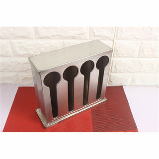 SOGA Stainless Steel Buffet Restaurant Spoon Utensil Holder Storage Rack 4 Holes