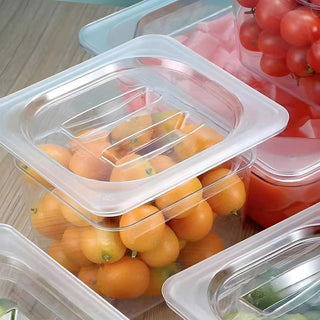 SOGA 100mm Clear Gastronorm GN Pan 1/6 Food Tray Storage Bundle of 6 with Lid