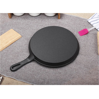 SOGA 26cm Round Cast Iron Frying Pan Skillet Griddle Sizzle Platter