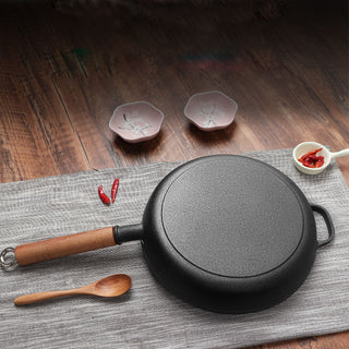 SOGA 2X 25cm Round Cast Iron Frying Pan Skillet Steak Sizzle Platter with Helper Handle