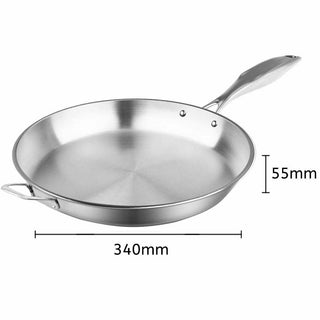 SOGA Stainless Steel Fry Pan 34cm Frying Pan Top Grade Induction Cooking FryPan