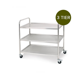 SOGA 2X 3 Tier 86x54x94cm Stainless Steel Kitchen Dinning Food Cart Trolley Utility Round Large