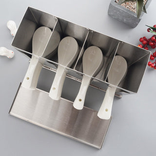 SOGA 2X Stainless Steel Buffet Restaurant Spoon Utensil Holder Storage Rack 4 Holes