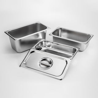 SOGA 12X Gastronorm GN Pan Full Size 1/3 GN Pan 10cm Deep Stainless Steel Tray with Lid