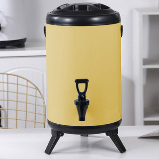 SOGA 4X 10L Stainless Steel Insulated Milk Tea Barrel Hot and Cold Beverage Dispenser Container with Faucet Yellow