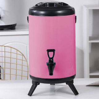 SOGA 4X 18L Stainless Steel Insulated Milk Tea Barrel Hot and Cold Beverage Dispenser Container with Faucet Pink