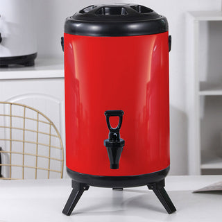 SOGA 8X 12L Stainless Steel Insulated Milk Tea Barrel Hot and Cold Beverage Dispenser Container with Faucet Red