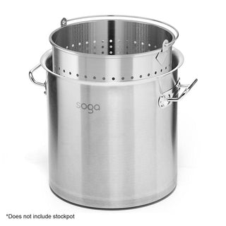 SOGA 50L 18/10 Stainless Steel Perforated Stockpot Basket Pasta Strainer with Handle