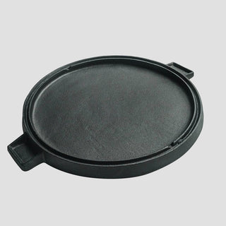 SOGA 43cm Round Ribbed Cast Iron Frying Pan Skillet Steak Sizzle Platter with Handle