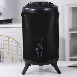 SOGA 8X 12L Stainless Steel Insulated Milk Tea Barrel Hot and Cold Beverage Dispenser Container with Faucet Black