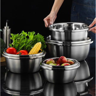 SOGA 2X 5Pcs Deepen Polished Stainless Steel Stackable Baking Washing Mixing Bowls Set Food Storage Basin